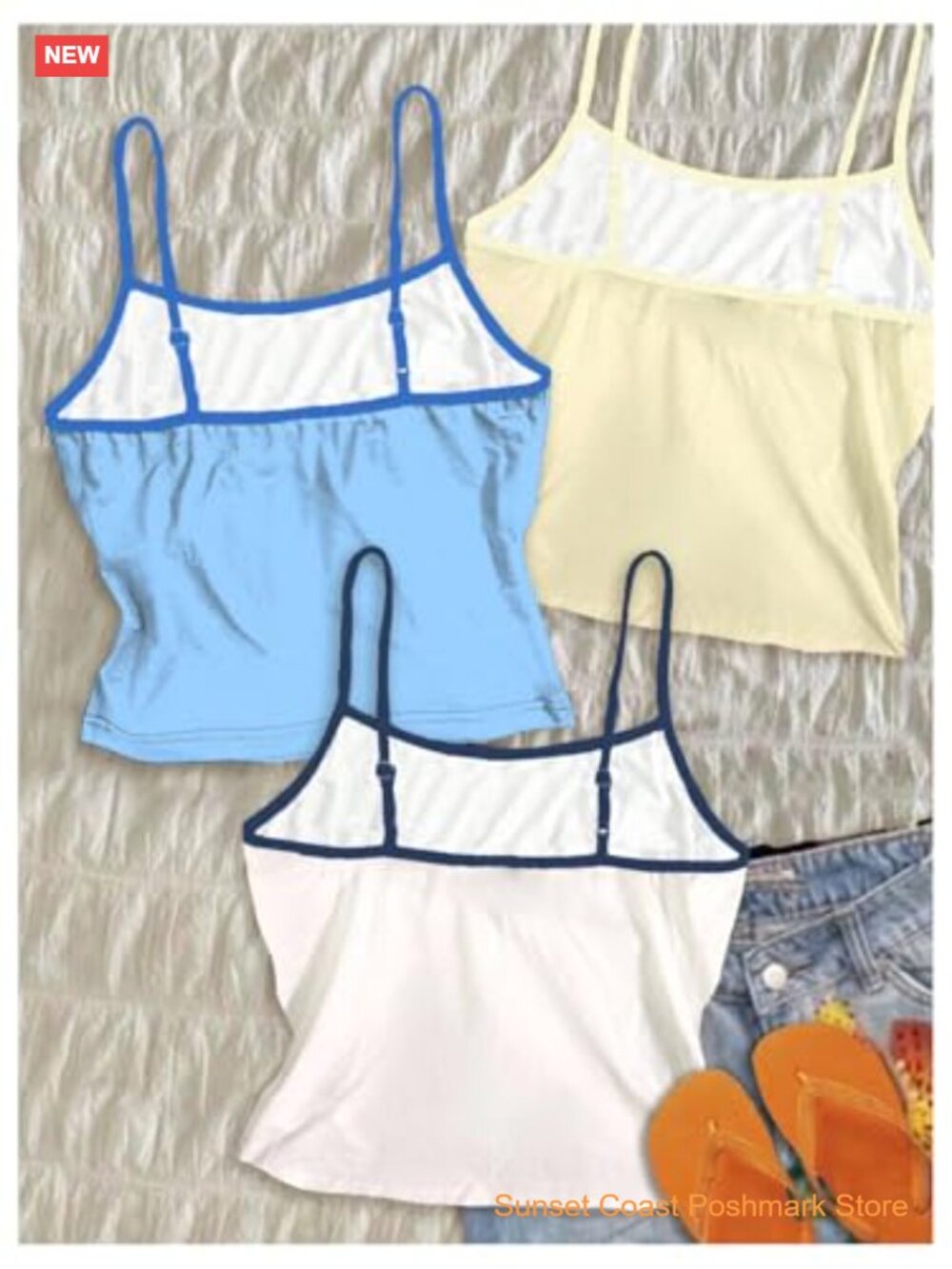 3 Pack Floral Print Crop Camisole Tops Spaghetti Strap Tank Tops Summer - Picture 3 of 5